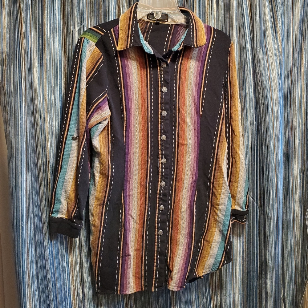 Button up tunic long-sleeved shirt